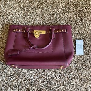 Michael Kors Hamilton Traveler plum studded large tote